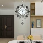 Decorative Wall Clock for Living Room Decor Big Luxury Black Modern Crystal Wall... - Image 4