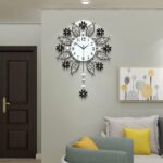 Decorative Wall Clock for Living Room Decor Big Luxury Black Modern Crystal Wall... - Image 5