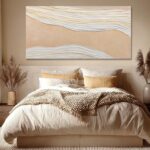 Dolidoteart Beige White Canvas Wall Art, Large Wall Art for Living Room, Hand Pa... - Image 5