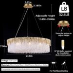 D23.6 Round Crystal Chandelier, Modern Gold Crystal Chandeliers for Dining Room,... - Image 5