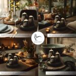 IYARA CRAFT Candle Holder Set with Tray – 3 Handmade Wood Tealight Holders, Blac... - Image 3
