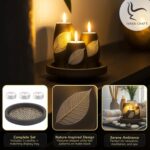 IYARA CRAFT Candle Holder Set with Tray – 3 Handmade Wood Tealight Holders, Blac... - Image 5