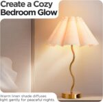 Touch Control Table Lamp with USB Ports, 22” Tall Gold Bedside Lamp with 3-Way D... - Image 3