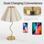 Touch Control Table Lamp with USB Ports, 22” Tall Gold Bedside Lamp with 3-Way D... - Image 5