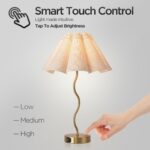 Touch Control Table Lamp with USB Ports, 22” Tall Gold Bedside Lamp with 3-Way D... - Image 6
