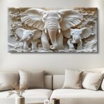 MooMel Large Framed Elephant Family Wall Art Canvas Wall Decor 29x58 Inch Abstra... - Image 5