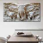 MooMel Large Framed Elephant Family Wall Art Canvas Wall Decor 29x58 Inch Abstra... - Image 6