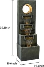 watnature 39.3”H Modern Outdoor Waterfall Fountain - Tall Indoor Relaxing Floor ... - Image 5
