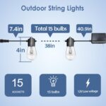 GANA 12V Low Voltage & Safe LED Outdoor String Lights,48FT 15 Shatterproof Bulbs... - Image 3
