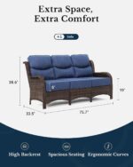 HILLGA Luxury Outdoor Furniture High Back Patio Sofa, Oversized 3-Seater Couch w... - Image 3