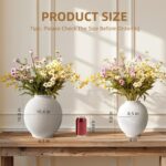 White & Round Ceramic Vase Home Decor, Large Farmhouse Table Vases Rustic Living... - Image 3