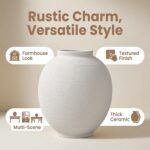 White & Round Ceramic Vase Home Decor, Large Farmhouse Table Vases Rustic Living... - Image 4