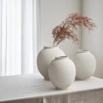 White & Round Ceramic Vase Home Decor, Large Farmhouse Table Vases Rustic Living... - Image 5