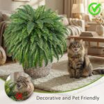FOREST PRINCE 50" Artificial Boston Ferns, Fake Bush Plants, Large Faux Ferns wi... - Image 6