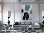 Slyart Blue and Black Abstract Textured Wall Art, Hand-Painted 3D Oil Paintings ... - Image 5