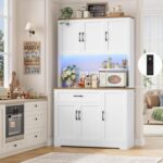 HIFIT 71" LED Pantry Cabinet with Power Outlet, Tall Kitchen Hutch Storage Cabin... - Image 3