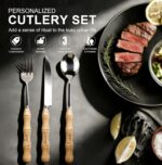 Personalized Silverware Set with Wooden Handle, Custom Engraved Cutlery Set Knif... - Image 3