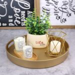 Round Gold Decorative Serving Tray with Handles, 13” Versatile Ottoman Tray for ... - Image 3
