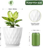 UOUZ 8 Inch Plant Pots, 4 Pack Plastic Planters for Indoor Outdoor with Drainage... - Image 3