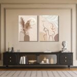 TJRRKYHY 2Pcs Modern Boho Abstract Canvas Wall Art Beige Minimalist Woman Line A... - Image 4