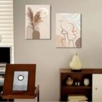 TJRRKYHY 2Pcs Modern Boho Abstract Canvas Wall Art Beige Minimalist Woman Line A... - Image 5