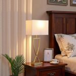 21'' Gold Bedside Lamps Set of 2, White Rectangular Linen Shades, Luxury Wrought... - Image 9