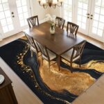Rugs 2x3 Black Gold Marble Area Rug, Gilded Abstract Marble Rugs, Modern Luxury ... - Image 3