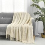 CREVENT Farmhouse Boho Knitted Throw Blanket for Couch Sofa Chair Bed Home Decor... - Image 3