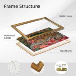 Gold Framed Sleeping Leopard Wall Art Luxury Jungle Colorful Cheetah Animal Post... - Image 3