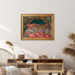 Gold Framed Sleeping Leopard Wall Art Luxury Jungle Colorful Cheetah Animal Post... - Image 4