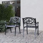 Homestyles Sanibel Black Stationary Cast Aluminum Outdoor Dining Chair, 2 Piece ... - Image 3