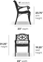 Homestyles Sanibel Black Stationary Cast Aluminum Outdoor Dining Chair, 2 Piece ... - Image 4