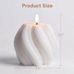 White Swirl Flameless Candles with Remote, Aesthetic Twirl LED Pillar Candle Hou... - Image 3