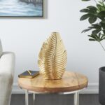 Deco 79 Polystone Leaf Decorative Vase Curved Metallic Centerpiece Vase, Flower ... - Image 3
