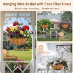 8 inch Metal Hanging Baskets For Plants Outdoor 4 Pack Round Metal Wire Hanging ... - Image 4
