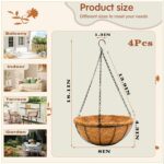 8 inch Metal Hanging Baskets For Plants Outdoor 4 Pack Round Metal Wire Hanging ... - Image 5