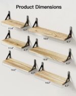 AMADA HOMEFURNISHING Wall Shelves Set of 6, Rustic Farmhouse Style, Wood Floatin... - Image 4