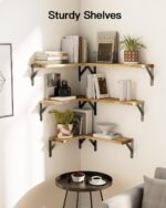 AMADA HOMEFURNISHING Wall Shelves Set of 6, Rustic Farmhouse Style, Wood Floatin... - Image 7
