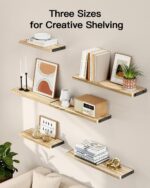 AMADA HOMEFURNISHING Wall Shelves Set of 6, Rustic Farmhouse Style, Wood Floatin... - Image 8
