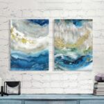 Hardy Gallery Abstract Painting Canvas Wall Art: Blue Picture Hand Painted Artwo... - Image 4