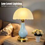 Vintage Table Lamp 16" Bedroom Lamps Green Ceramic Bedside Lamp with 3 Way Dimma... - Image 3