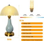 Vintage Table Lamp 16" Bedroom Lamps Green Ceramic Bedside Lamp with 3 Way Dimma... - Image 7