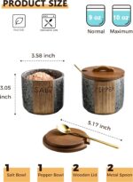 Salt and Pepper Bowl Ceramic, 10 Oz Salt Containers for Countertop Salt Cellar w... - Image 3