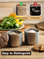 Salt and Pepper Bowl Ceramic, 10 Oz Salt Containers for Countertop Salt Cellar w... - Image 5