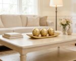 Gold Decorative Orbs with Tray Set, 3Pcs Resin Decorative Balls with Tray, Moder... - Image 3