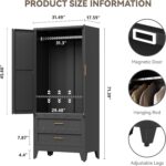 Baborokic Metal Wardrobe Cabinet with Hanging Rod,71" Armoire Wardrobe Closet wi... - Image 3