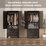 Baborokic Metal Wardrobe Cabinet with Hanging Rod,71" Armoire Wardrobe Closet wi... - Image 4