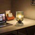 Modern Table Lamp,Glass Mid Century Lamp with Green Glass Shade, Bedside Lamp wi... - Image 4