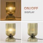 Modern Table Lamp,Glass Mid Century Lamp with Green Glass Shade, Bedside Lamp wi... - Image 8