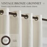 Living Room Curtains 112 Inch Length 2 Panels Set Grommet Ring Top Linen Sheer C... - Image 4